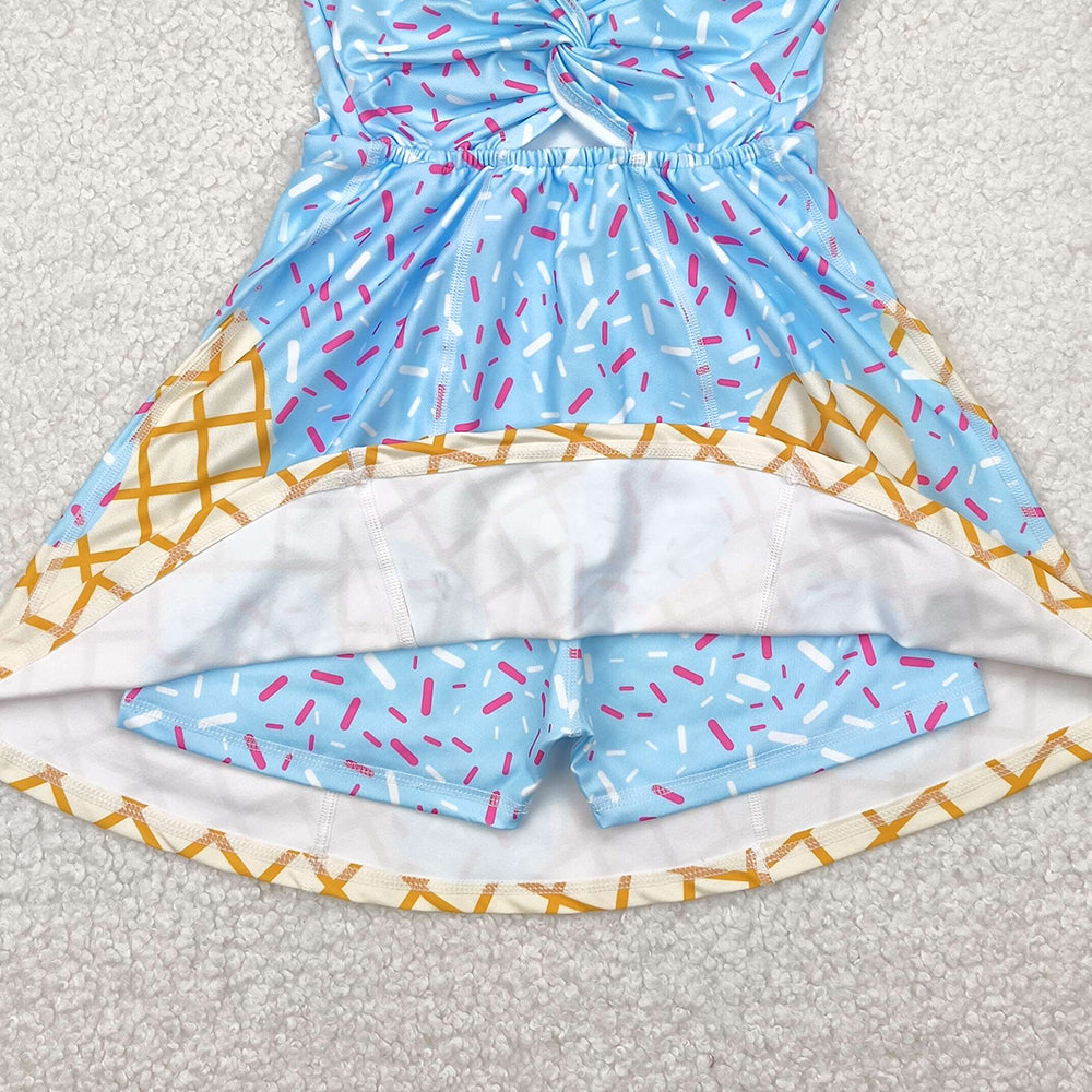4.11 GSD2380 RTS NO MOQ Baby Girls Summer Yoga Dress baby girl clothes yoga team sleeveless dress