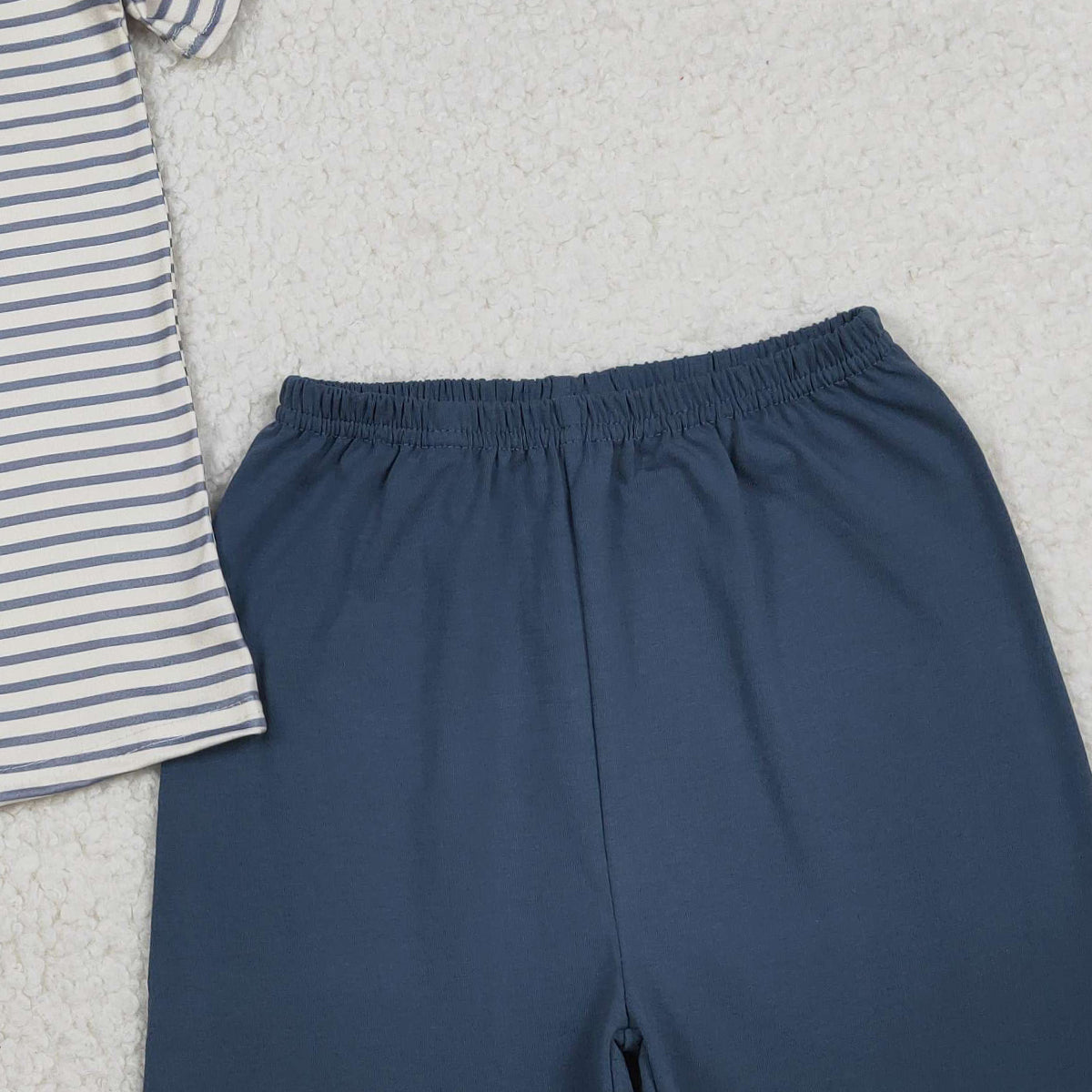 1.17 RTS NO MOQ （In stock）BSSO1745 Embroidery Dogs Baby Boys Stripe Top Shorts Hunting Clothes Sets