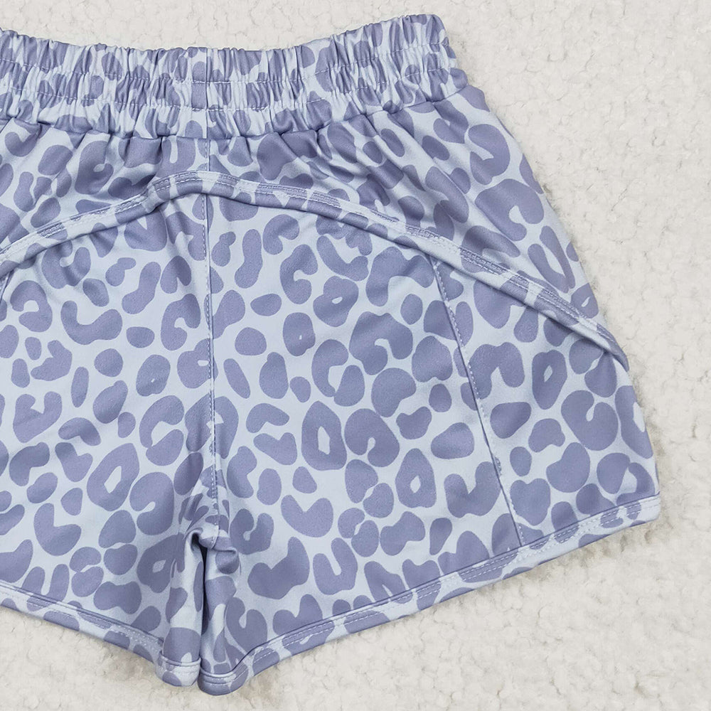 5.01 SS0464RTS NO MOQ Baby Girls Summer Shorts Grey leopard kids girls summer shorts