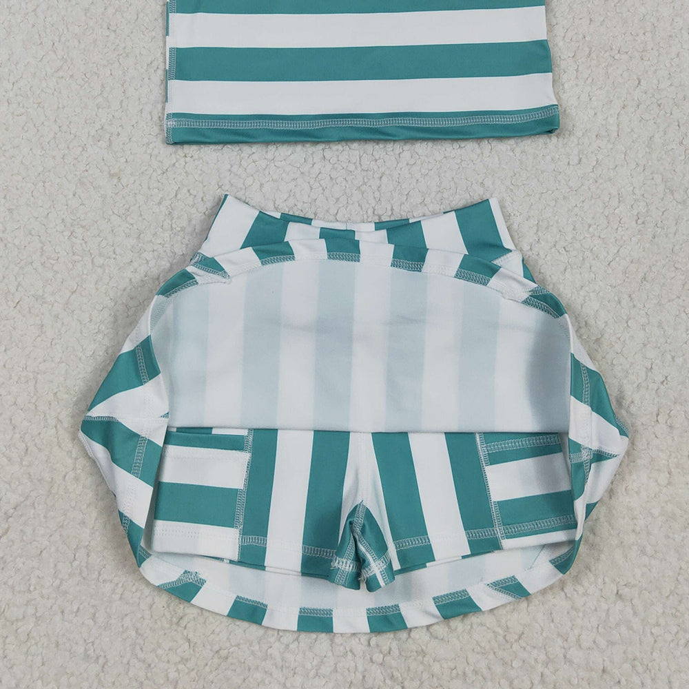 6.26  GSD2432 RTS NO MOQ Baby Girls Summer Yoga Outfits baby girl clothes yoga striped sleeveless dress
