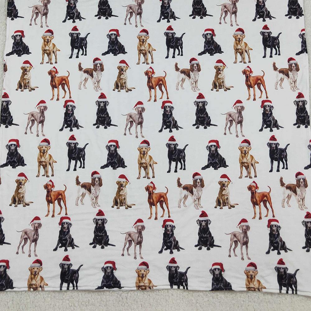 10.11 RTS NO MOQ （In stock）BL0176 Baby Kids Christmas Hats Dogs Plaid Blankets