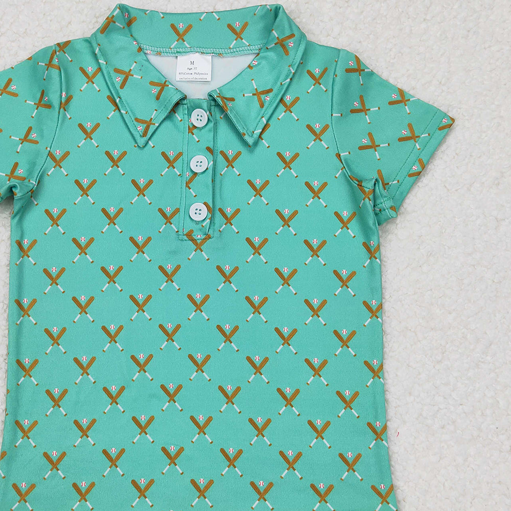 BT1119 RTS NO MOQ Green short sleeves baseball kids boys polo shirt