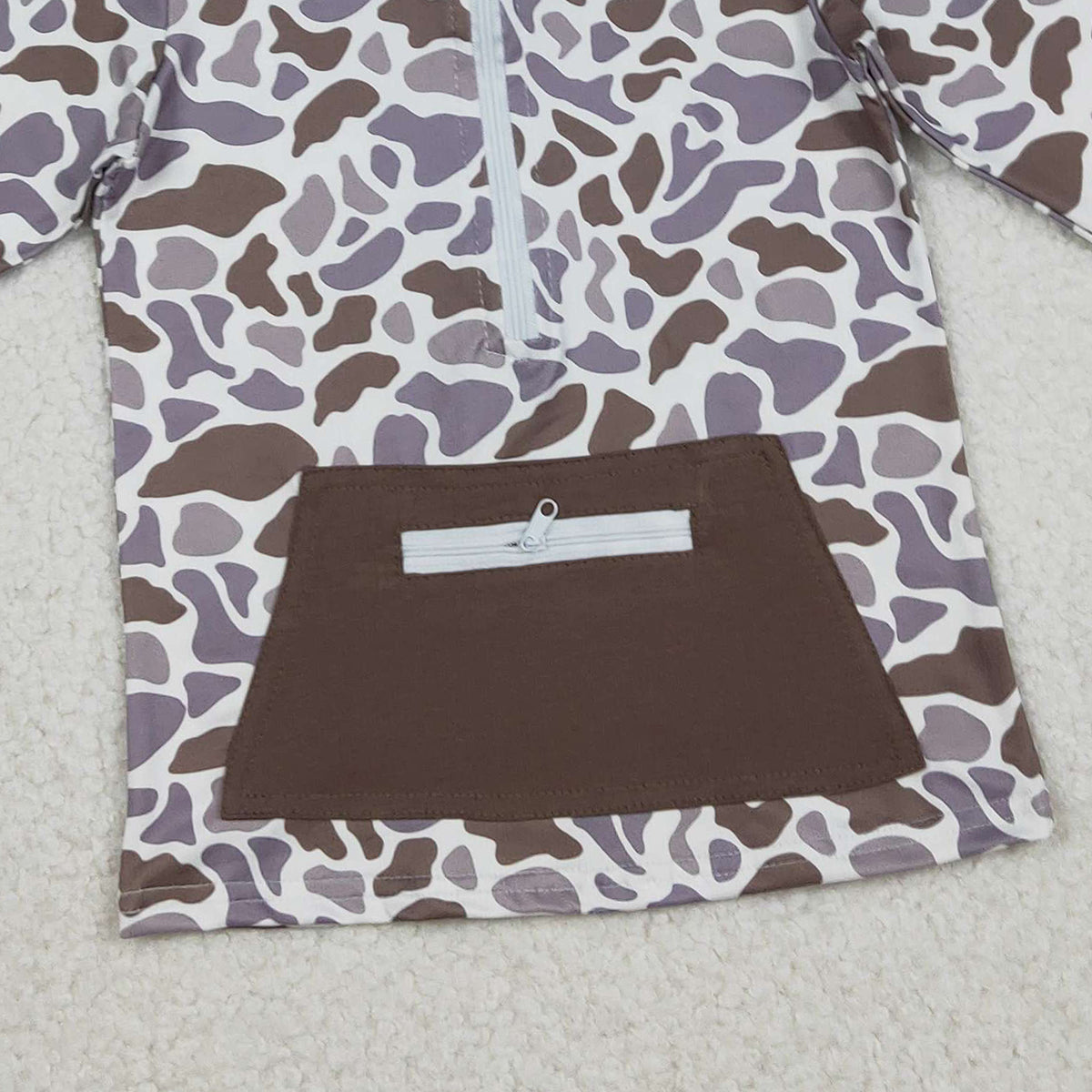 12.10 RTS NO MOQ （In stock）BT1384 Baby Boys Southern Grey Camo Pockets Zipper Hoodie Top