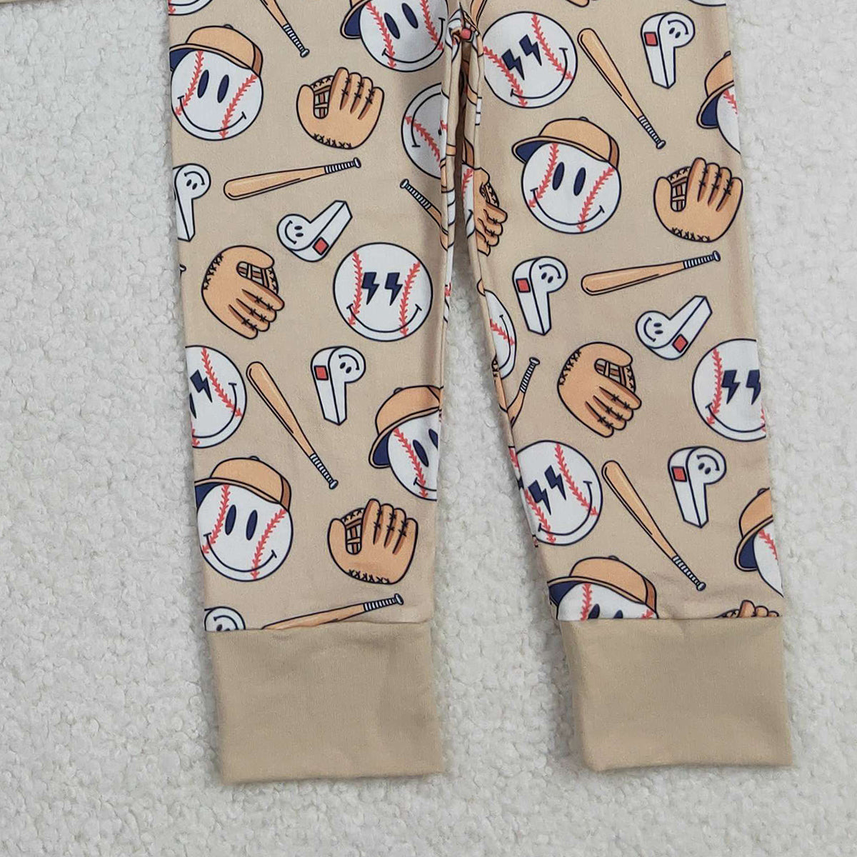 11.12 RTS NO MOQ （In stock）BLP1346 Baby Boys Smile Baseballs Top Pants Team Pajamas Sets