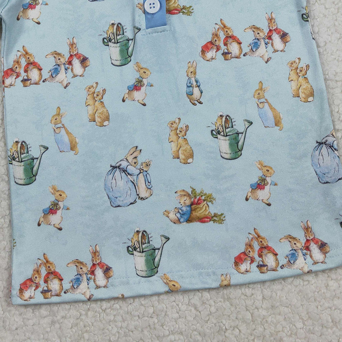 2.2 RTS NO MOQ （In stock）BT1665 Baby Boys Short Sleeve Rabbits Easter Button Polo Shirts Top