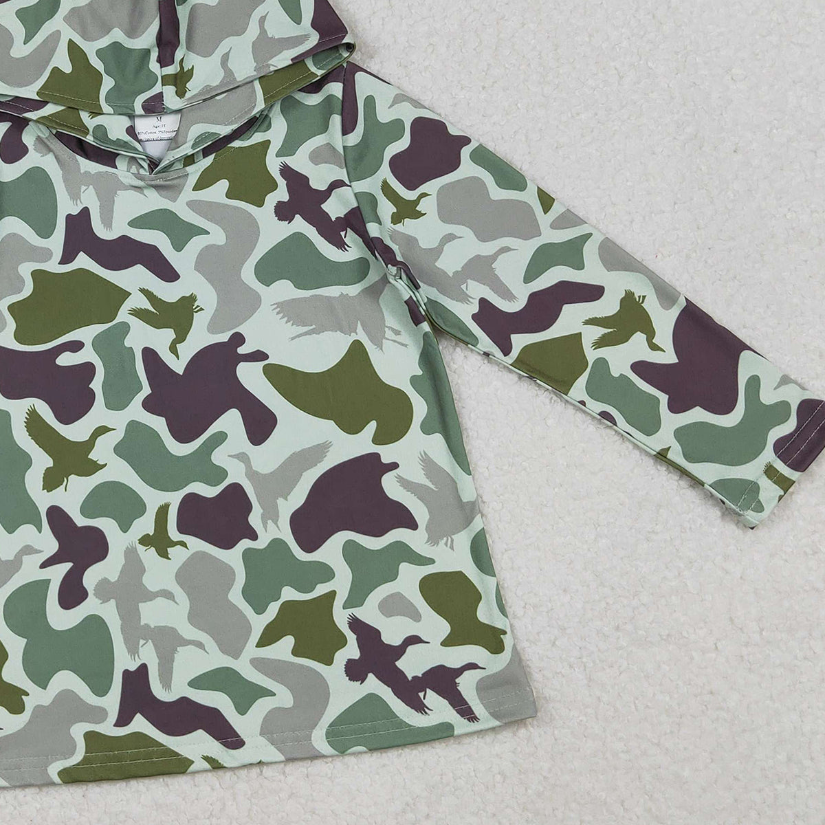10.23 RTS NO MOQ （In stock）BT1374 Baby Boys Green Ducks Camo Hanting Hoodies Top