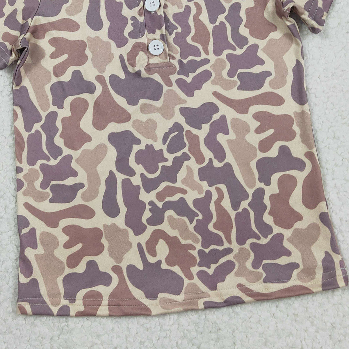 2.6 RTS NO MOQ （In stock）BT1701 Baby Boys Short Sleeve Southern Khaki Camo Button Polo Shirts Top