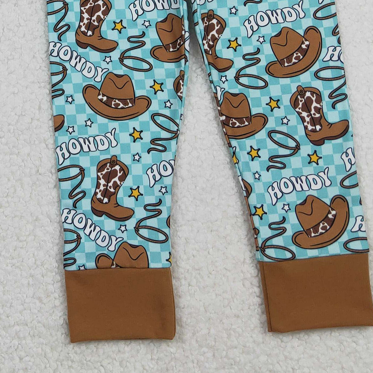 10.27 RTS NO MOQ （In stock）BLP1207 Baby Boys Winter Outfits Baby Boys Checked Howdy Hats Top Pants Western Pajamas Set