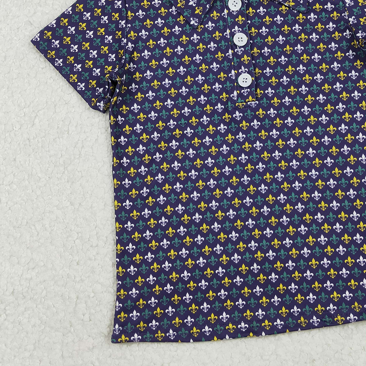 11.1 RTS NO MOQ （In stock）BT1356 Baby Boys Mardigras Anchors Plaid Button Polo Shirts Top