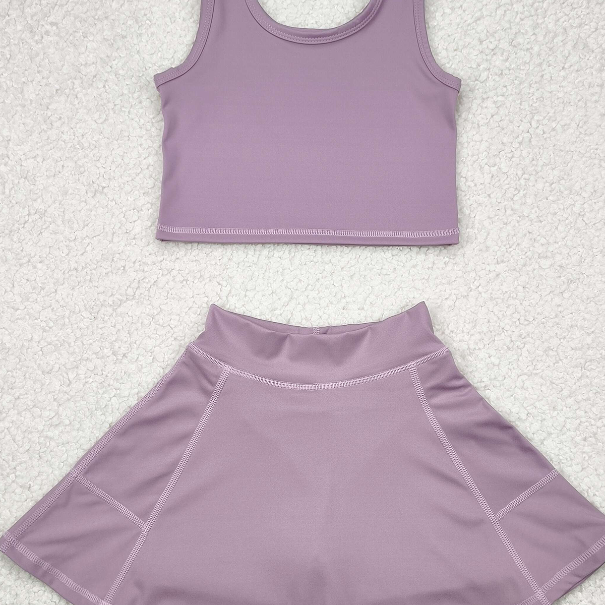 5.01 GSD1980RTS NO MOQ Baby Girls Yoga Outfits  Baby Girls Dark Grey Vest Top Sports Skorts Clothes Sets