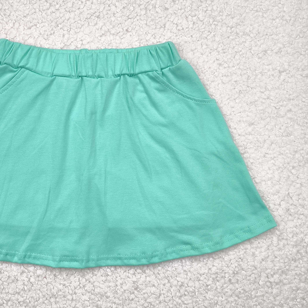 6.18 GLK0069 RTS NO MOQ Baby Girls Skirt Baby Girls Green Pocket Yoga Active Wear Skort