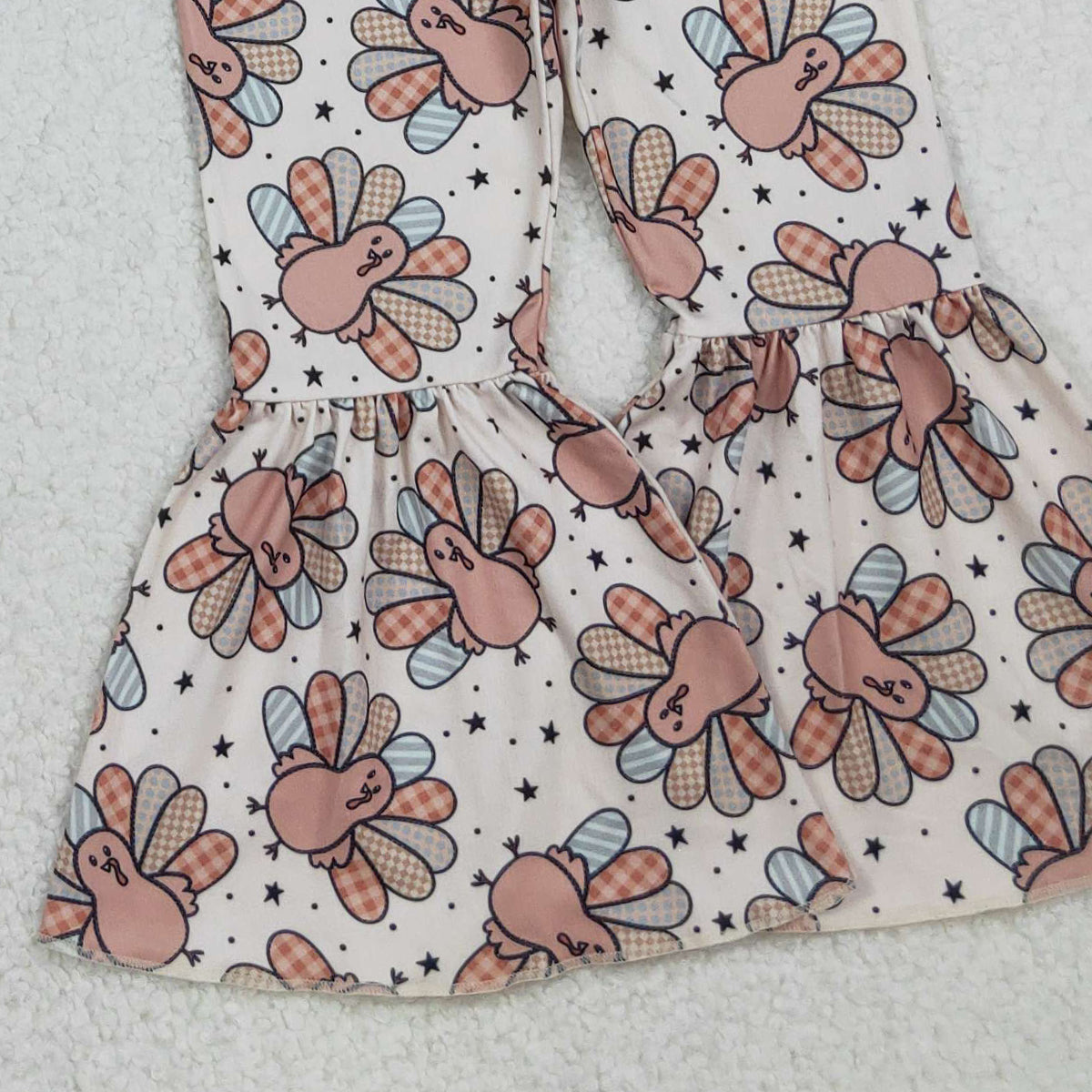 10.11 RTS NO MOQ （In stock）GLP2605 Baby Girls Turkey Top Bell Bottom Pants Thanksgiving Clothes Sets