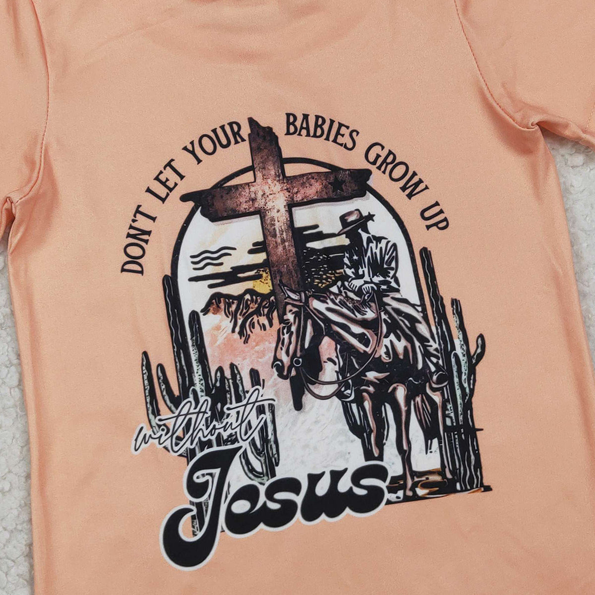 2.9 RTS NO MOQ （In stock）BT1618 Kids' Clothing for Boys Baby Boys Short Sleeve Western T-shirt Cactus Horse Rodeos Top Fun Print Cotton