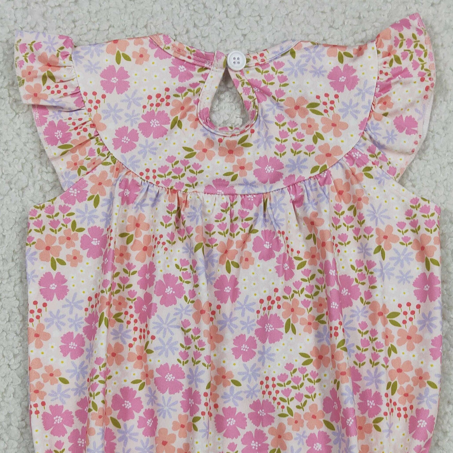 SR4142  RTS NO MOQ （In stock）I love dad smocked pink floral baby girls summer romper