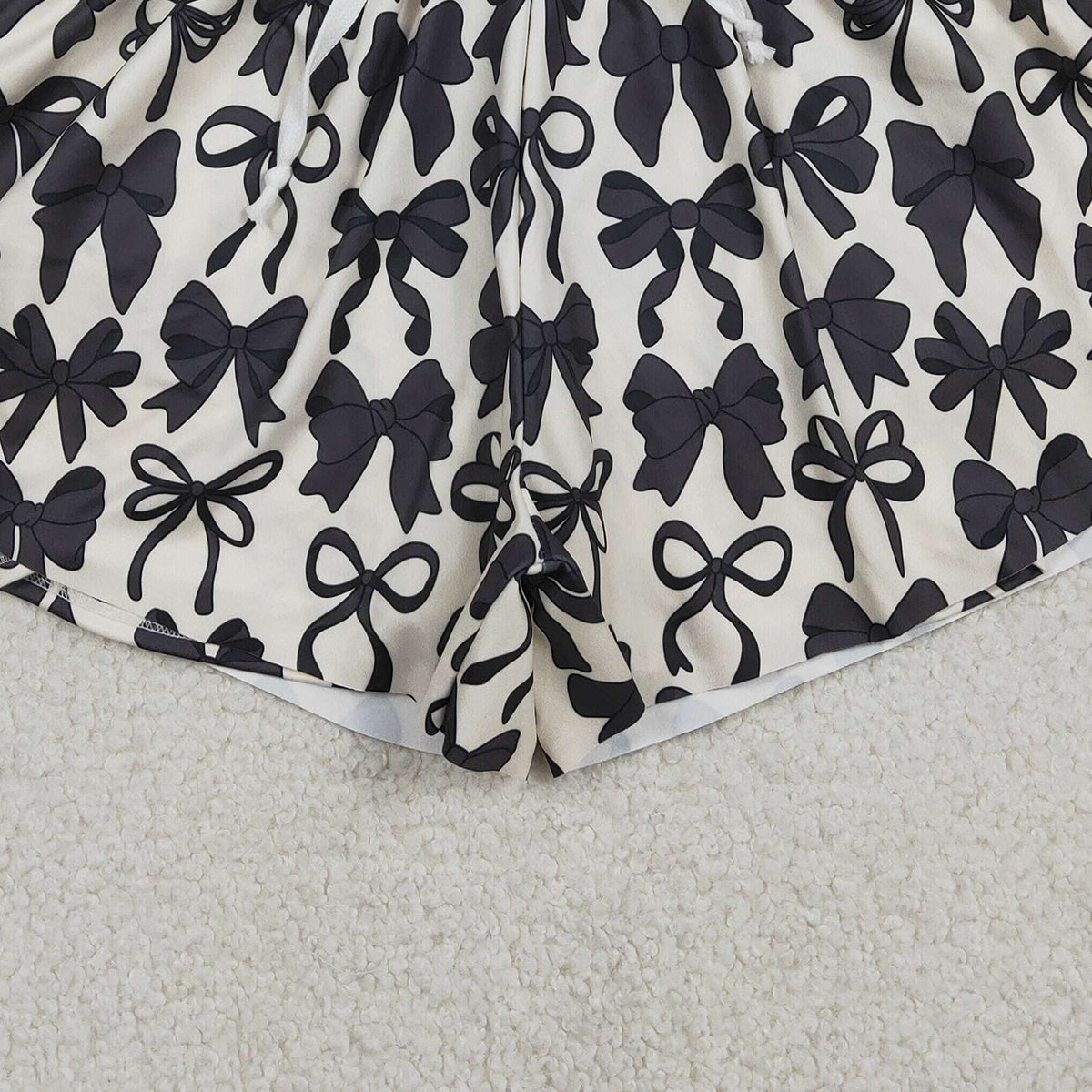 12.29 RTS NO MOQ （In stock）SS0765 Adult Women Black Bows Yoga Active Shorts Bottom