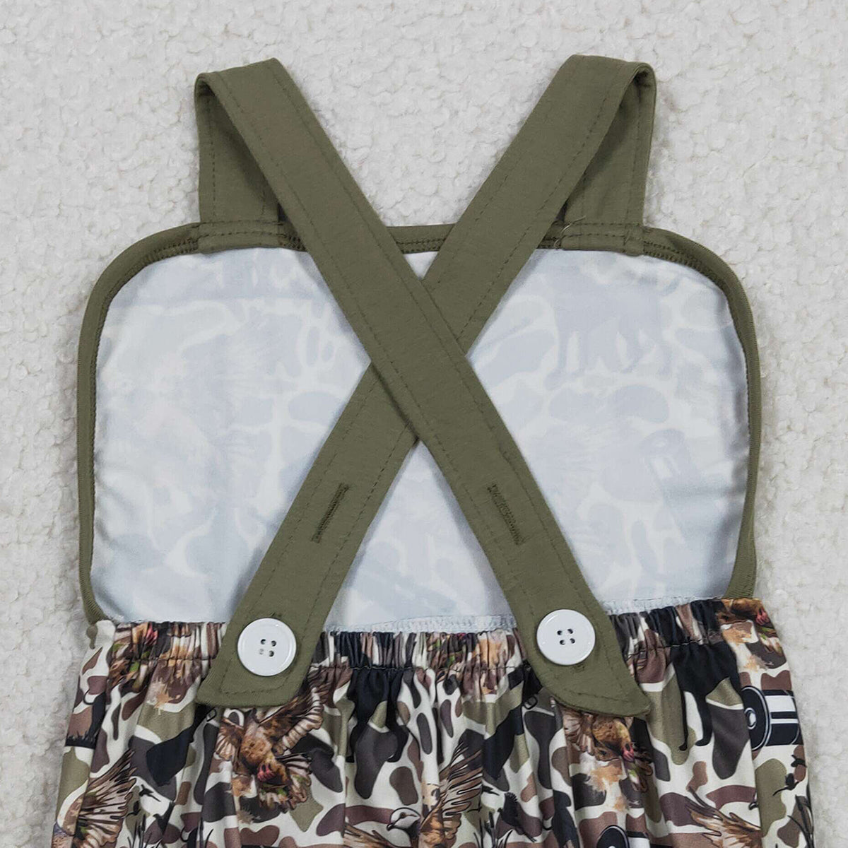 2.3 RTS NO MOQ （In stock）SR3926 Baby Boys Strap Southern Dog Ducks Camo Hunting Rompers