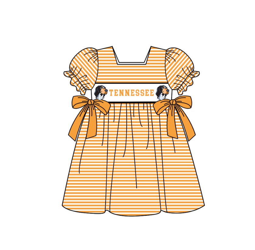 CUSTOM MOQ 5 Sibling Boys Baby Girls Orange Color Stripe Top Ruffles Shorts Clothes Set Knee Length Dress Rompers