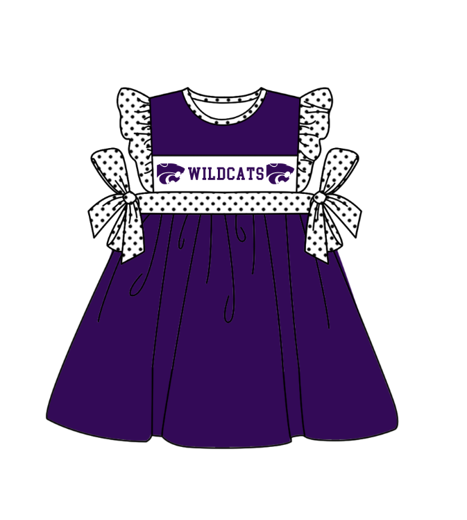 CUSTOM MOQ 5 Sibling Baby Kids Purple Polka Dots Top Shorts Clothes Set Knee Length Dress Rompers