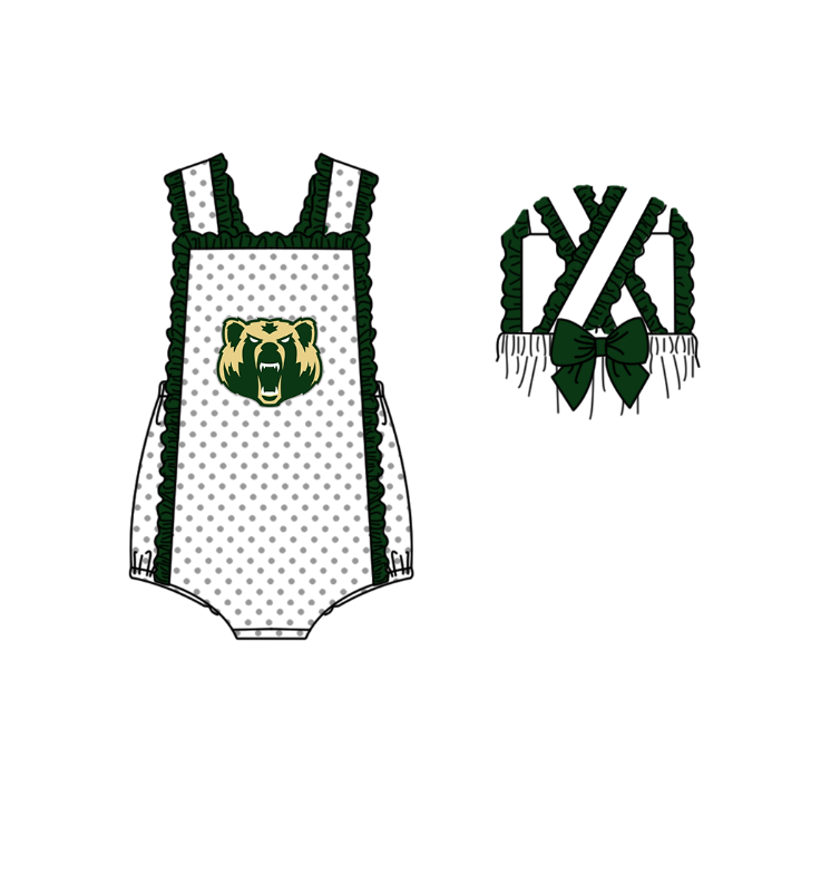 CUSTOM MOQ 5 Sibling Boys Baby Girls Green Top Shorts Clothes Set Knee Length Dress Rompers