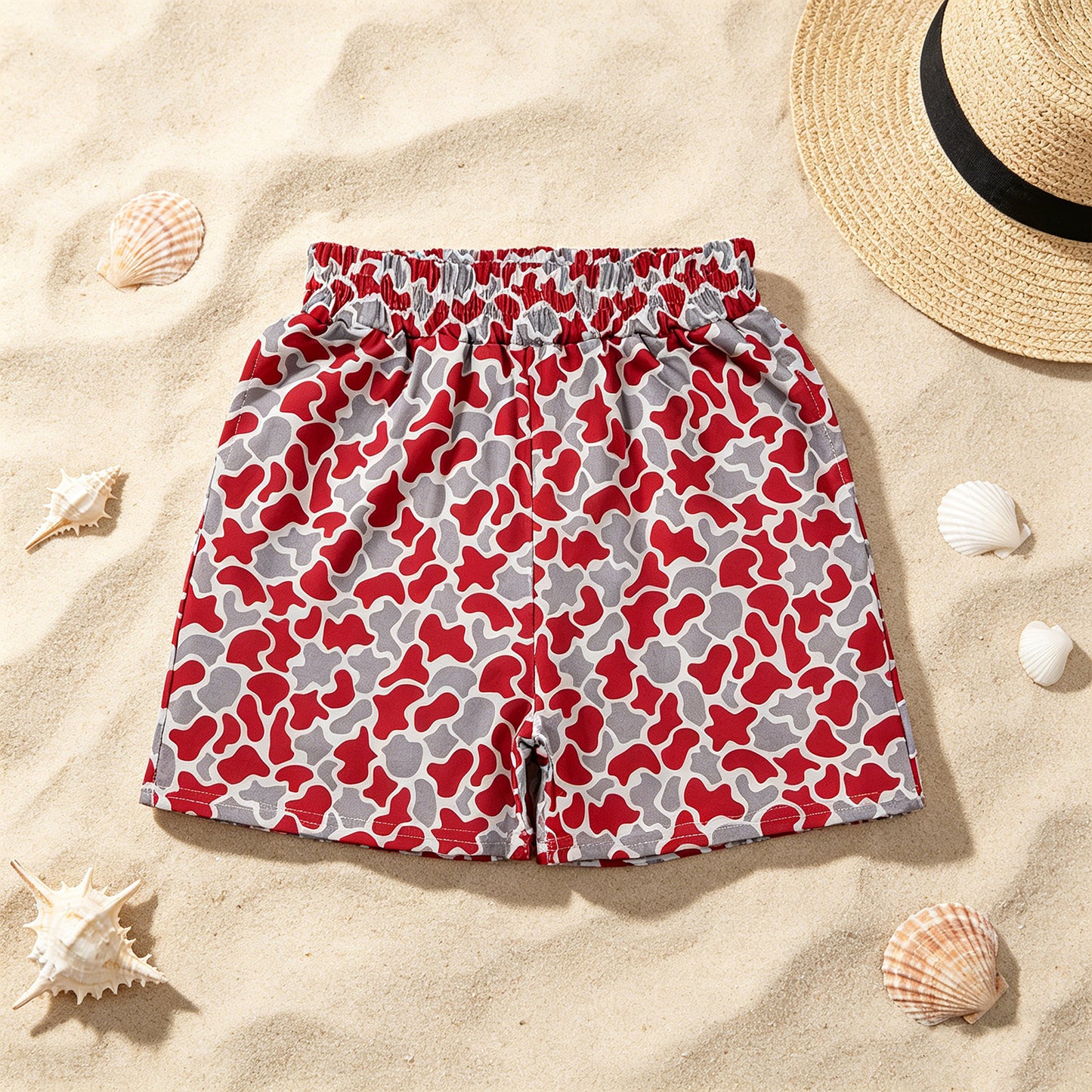 SS0880 RTS NO MOQ （In stock ）Elastic camo pockets team kids boys summer shorts