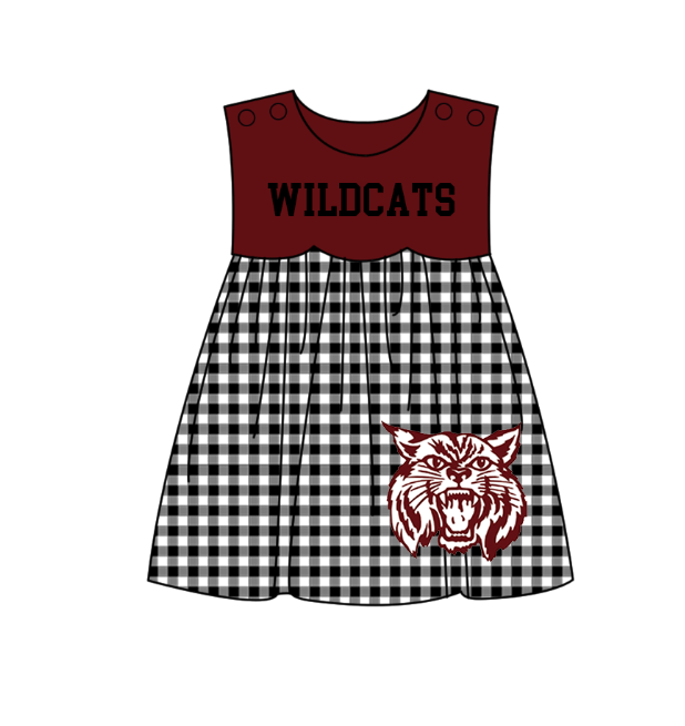 3.6 CUSTOM MOQ 5 Sibling Boys Baby Girls Dark Red Cat Checked Top Shorts Clothes Set Knee Length Dress Rompers
