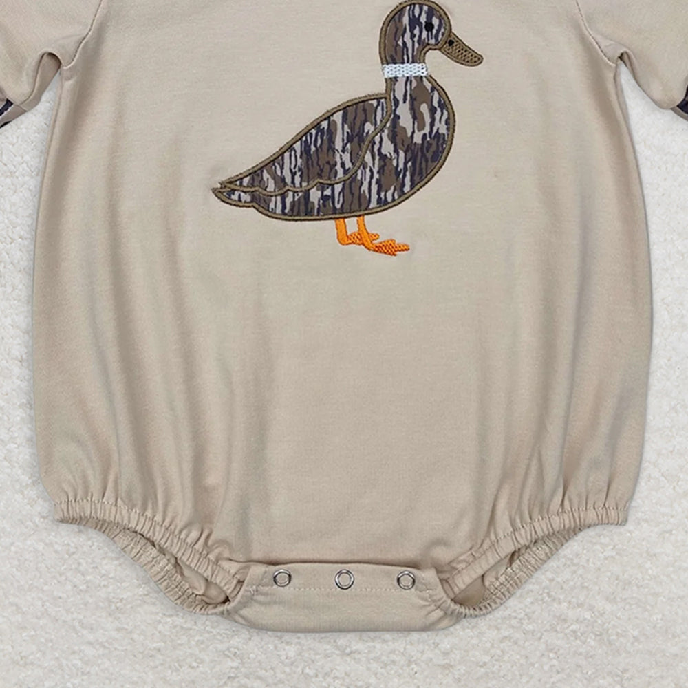 SR2392RTS NO MOQ Baby Boys Summer Rompers Baby Boys Khaki Short Sleeves Embroidery Camo Duck Romper