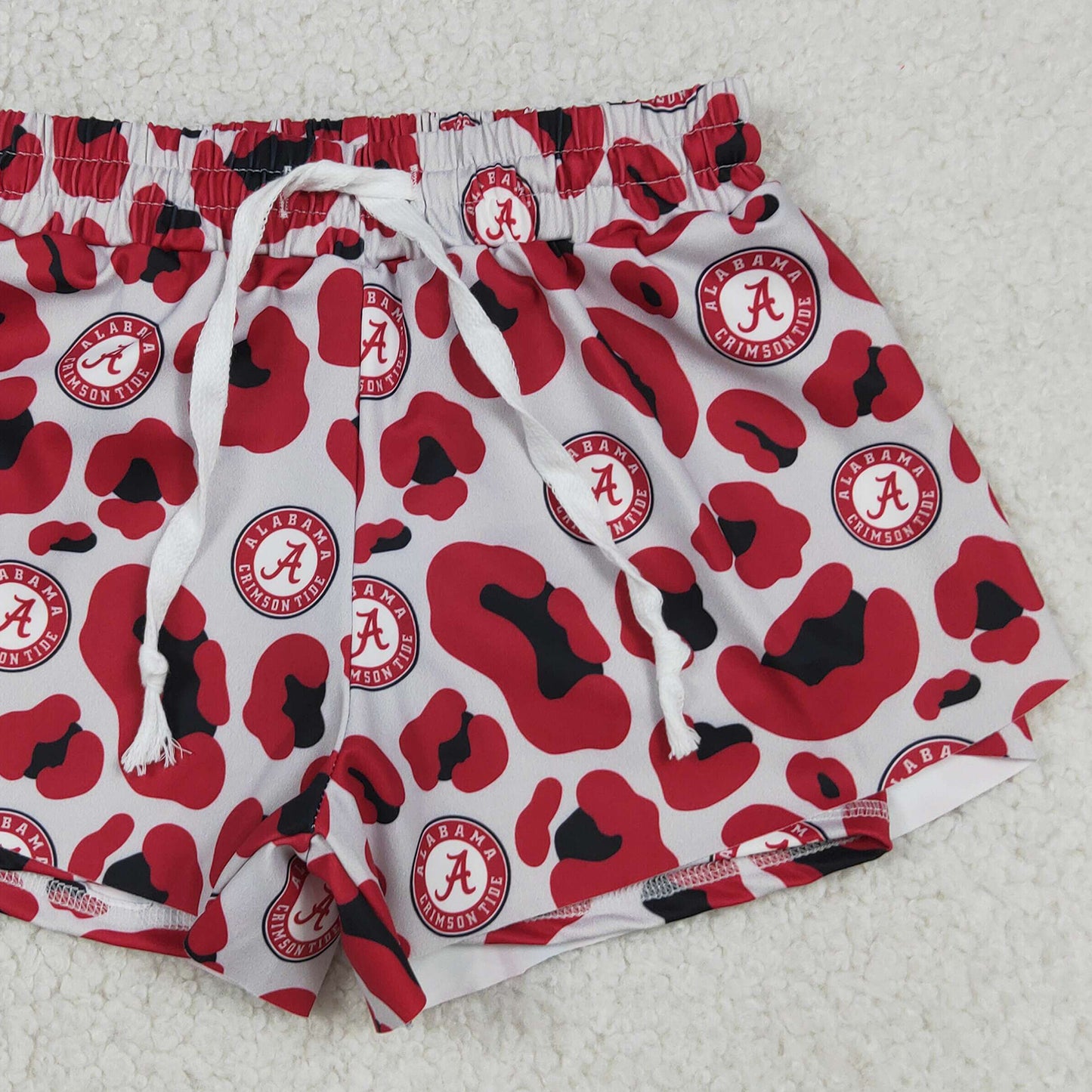 SS0817 RTS NO MOQ （In stock）Red leopard kids girls team active summer shorts