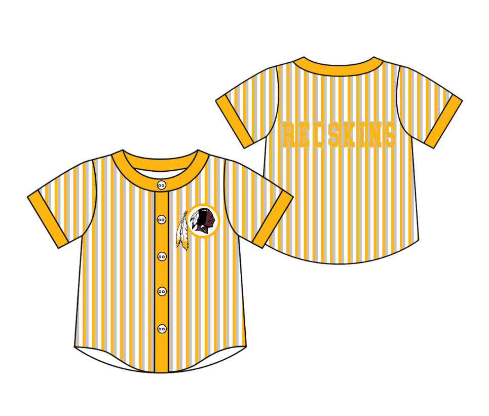 3.5 CUSTOM MOQ 5 Cute Kids Clothing Baby Kids Golden Gray Stripe Short Sleeve Team T-shirts Top