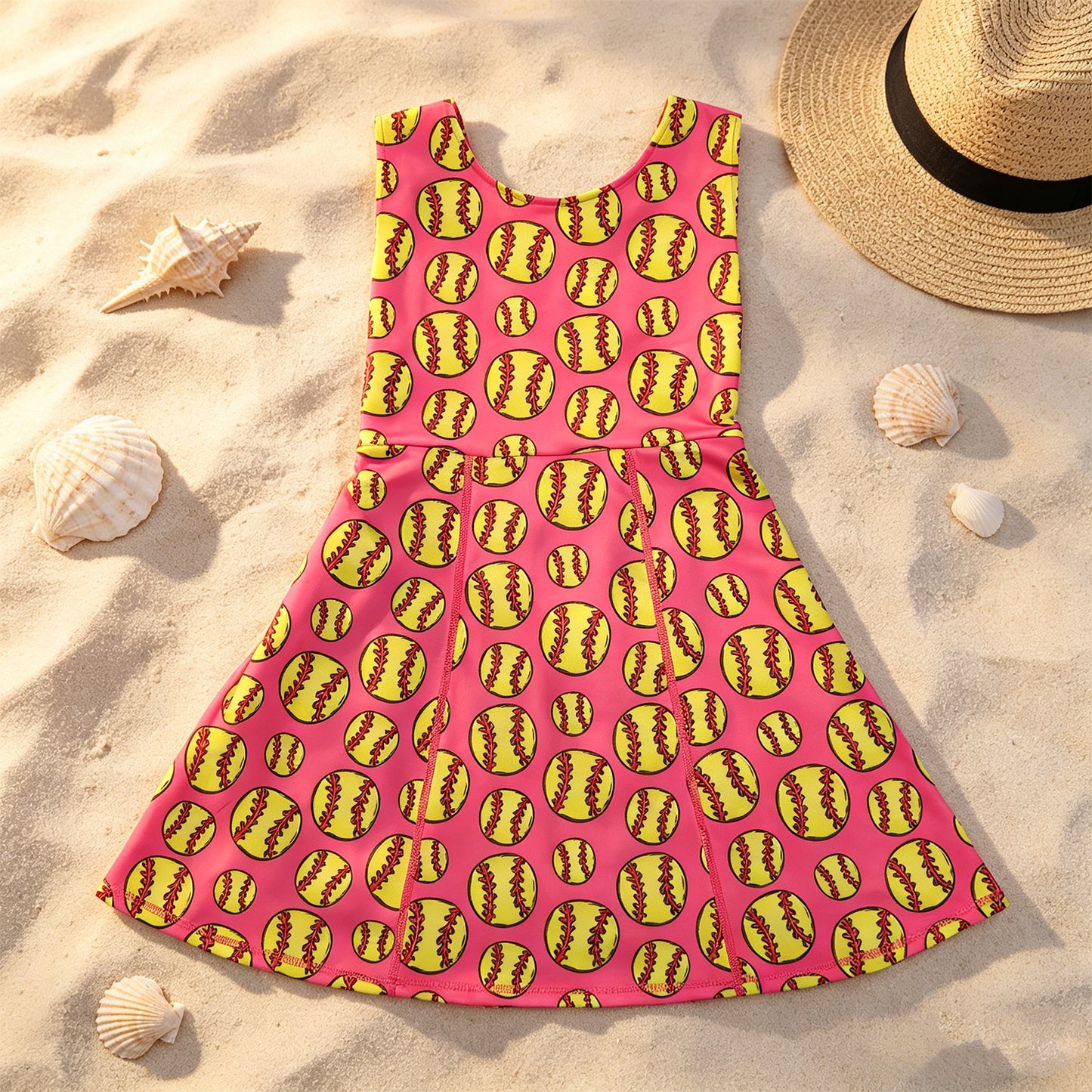 GSD3800 RTS NO MOQ （In stock ）Sleeveless softball kids girls summer athletic dresses