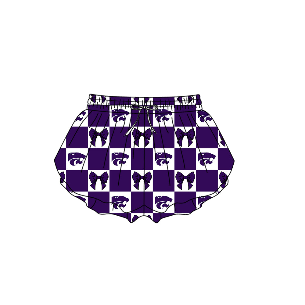 CUSTOM MOQ 5 Sibing Kids Clothing for Girls Baby Girls Purple Bow Top Skirts Yoga Active Team Clothes Sets Knee Length Dress Shorts