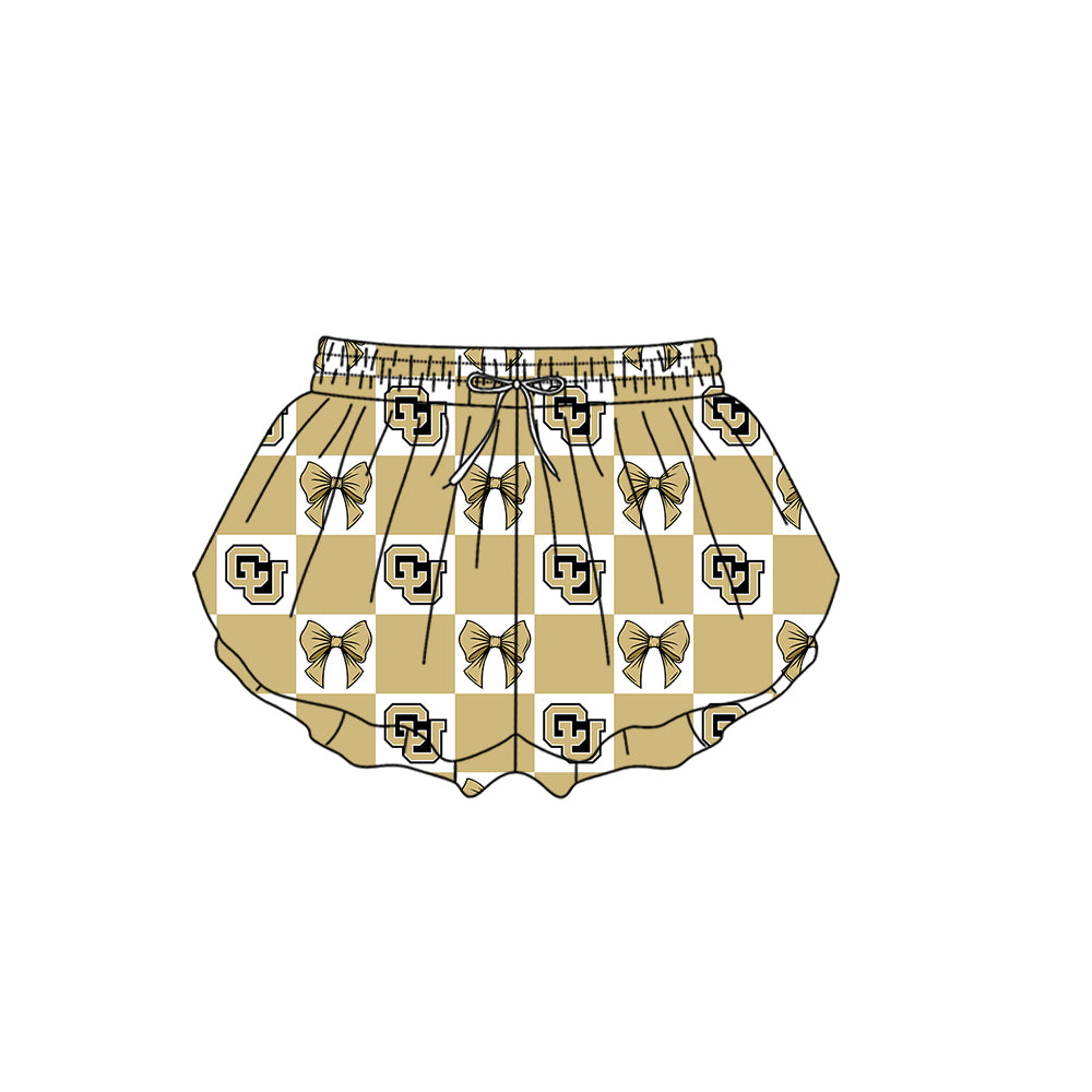 CUSTOM MOQ 5 Sibing Kids Clothing for Girls Baby Girls Beige Bow Top Skirts Yoga Active Team Clothes Sets Knee Length Dress Shorts