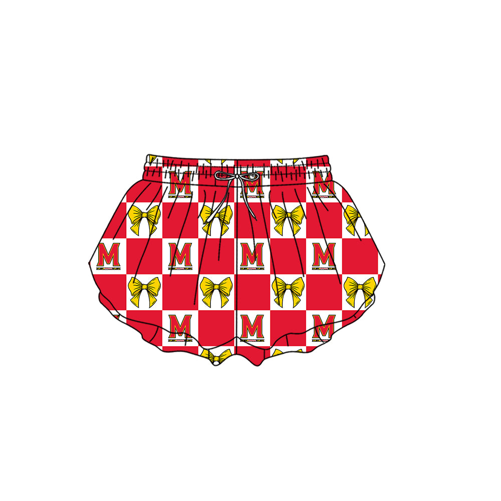 CUSTOM MOQ 5 Sibing Kids Clothing for Girls Baby Girls Red Bow Top Skirts Yoga Active Team Clothes Sets Knee Length Dress Shorts