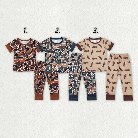 Baby Boys Dark Camouflage Short Sleeve Pants Set