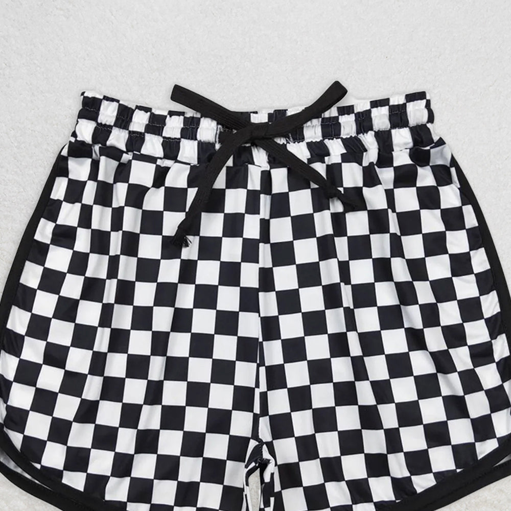 USA Shop (in stock)SS0279  Adult Women's Summer Shorts Adult Women Black Checkered Shorts Bottoms