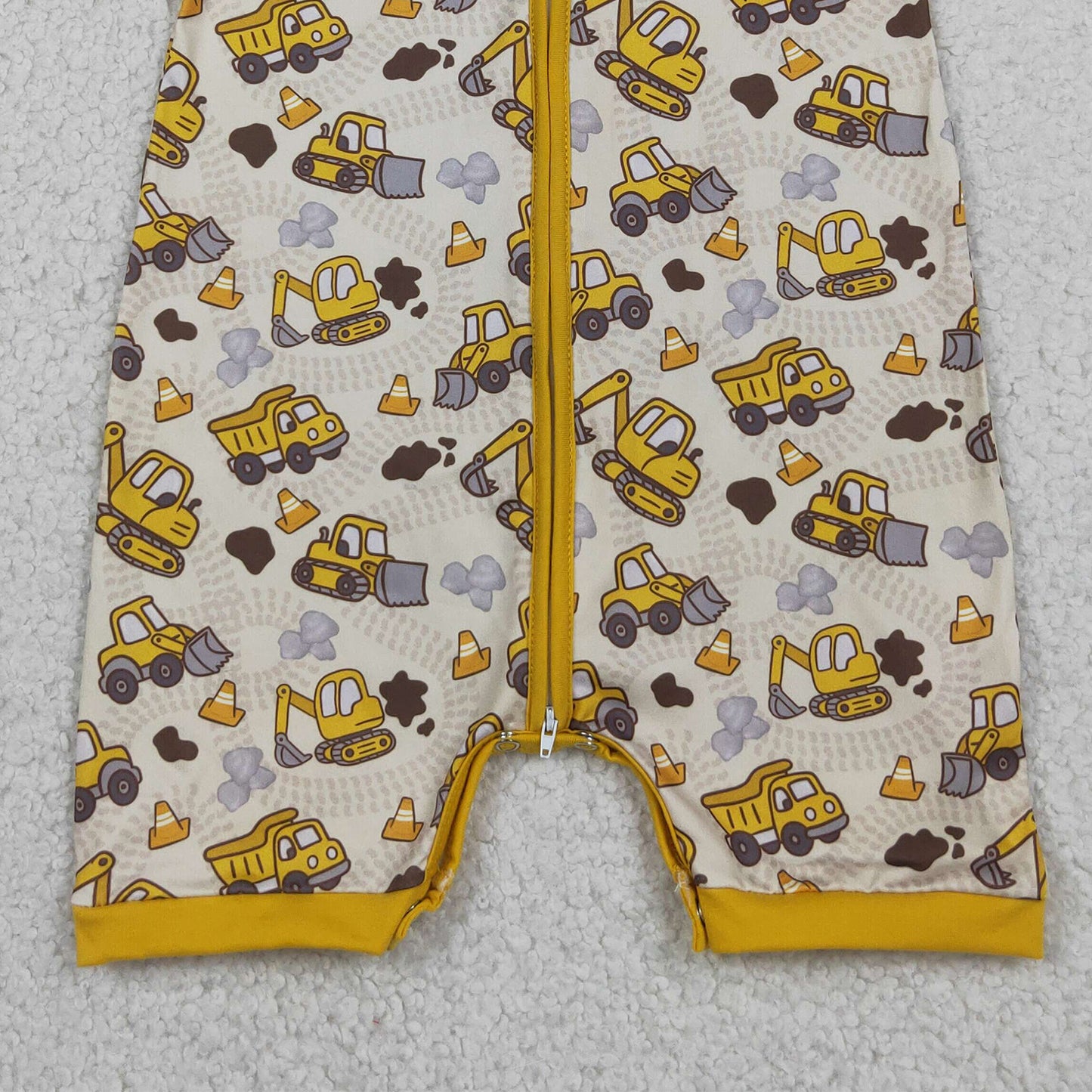 SR4183 RTS NO MOQ （In stock）Baby Boys Short Sleeve Excavators Tractors Zipper Short Romper