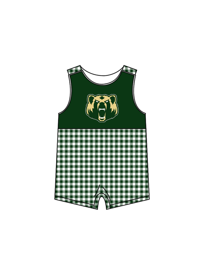 CUSTOM MOQ 5 Sibling Boys Baby Girls Green Top Shorts Clothes Set Knee Length Dress Rompers