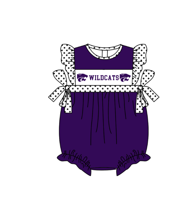 CUSTOM MOQ 5 Sibling Baby Kids Purple Polka Dots Top Shorts Clothes Set Knee Length Dress Rompers