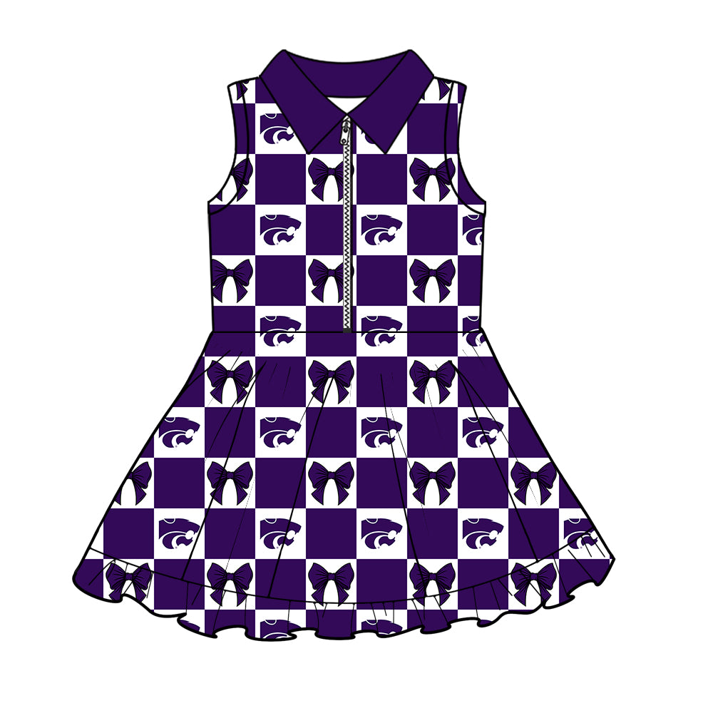 CUSTOM MOQ 5 Sibing Kids Clothing for Girls Baby Girls Purple Bow Top Skirts Yoga Active Team Clothes Sets Knee Length Dress Shorts