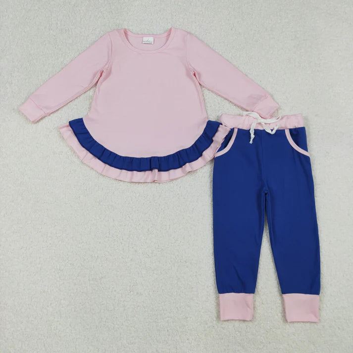 9.17 RTS Sibling Baby Girls Long Sleeves Ruffle Tunic Pockets Leggings Pants Clothes Sets