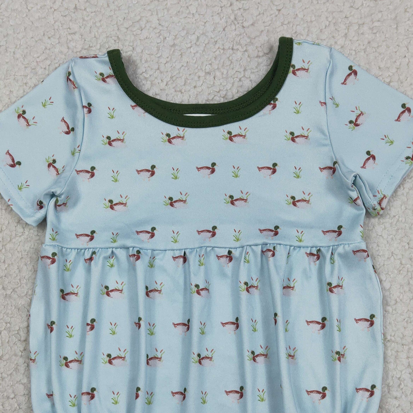 SR3999 RTS NO MOQ （In stock）Short sleeves light blue duck baby boy summer romper