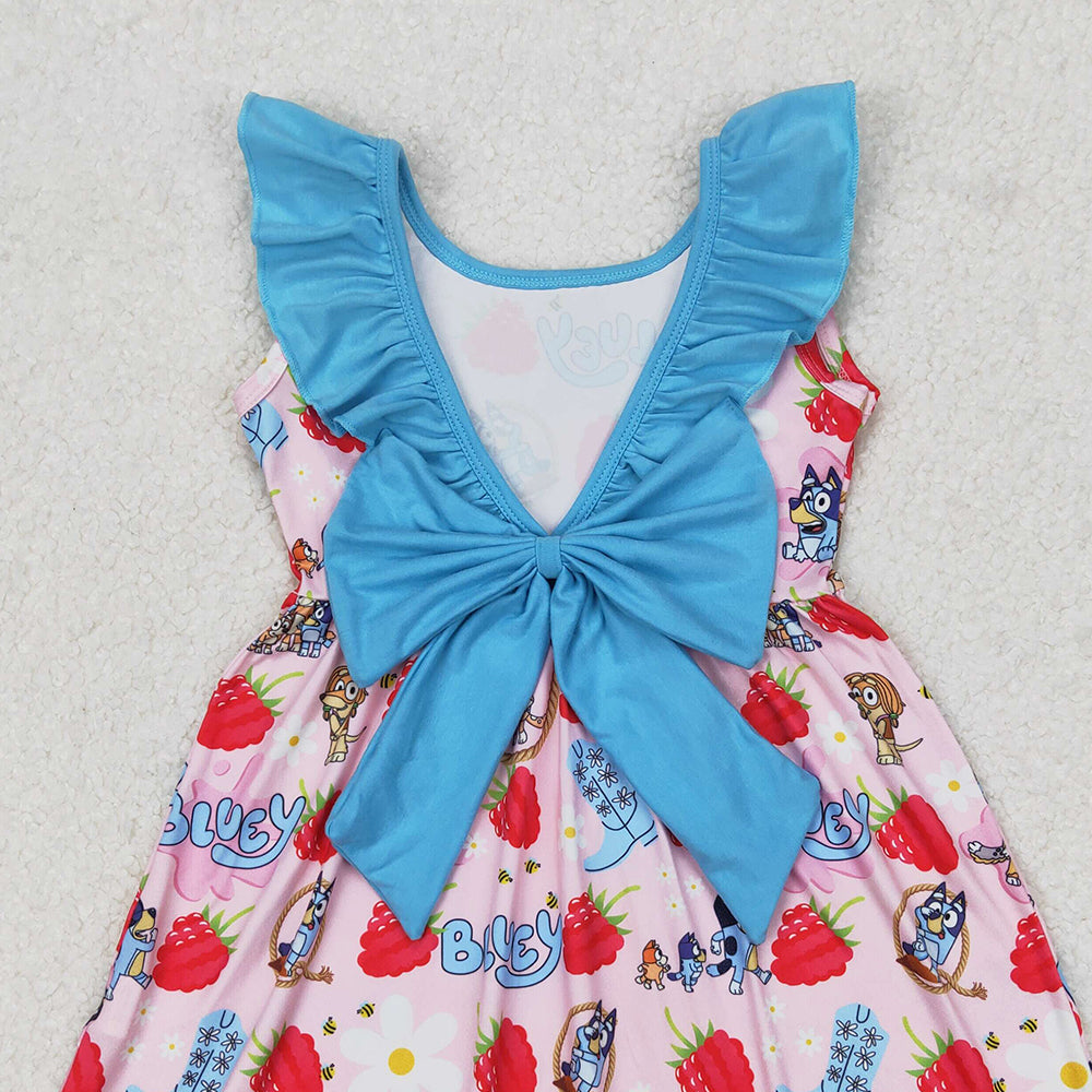 4.25 GSD1813  RTS NO MOQ Sleeveless ruffle dog strawberry boots girls dresses