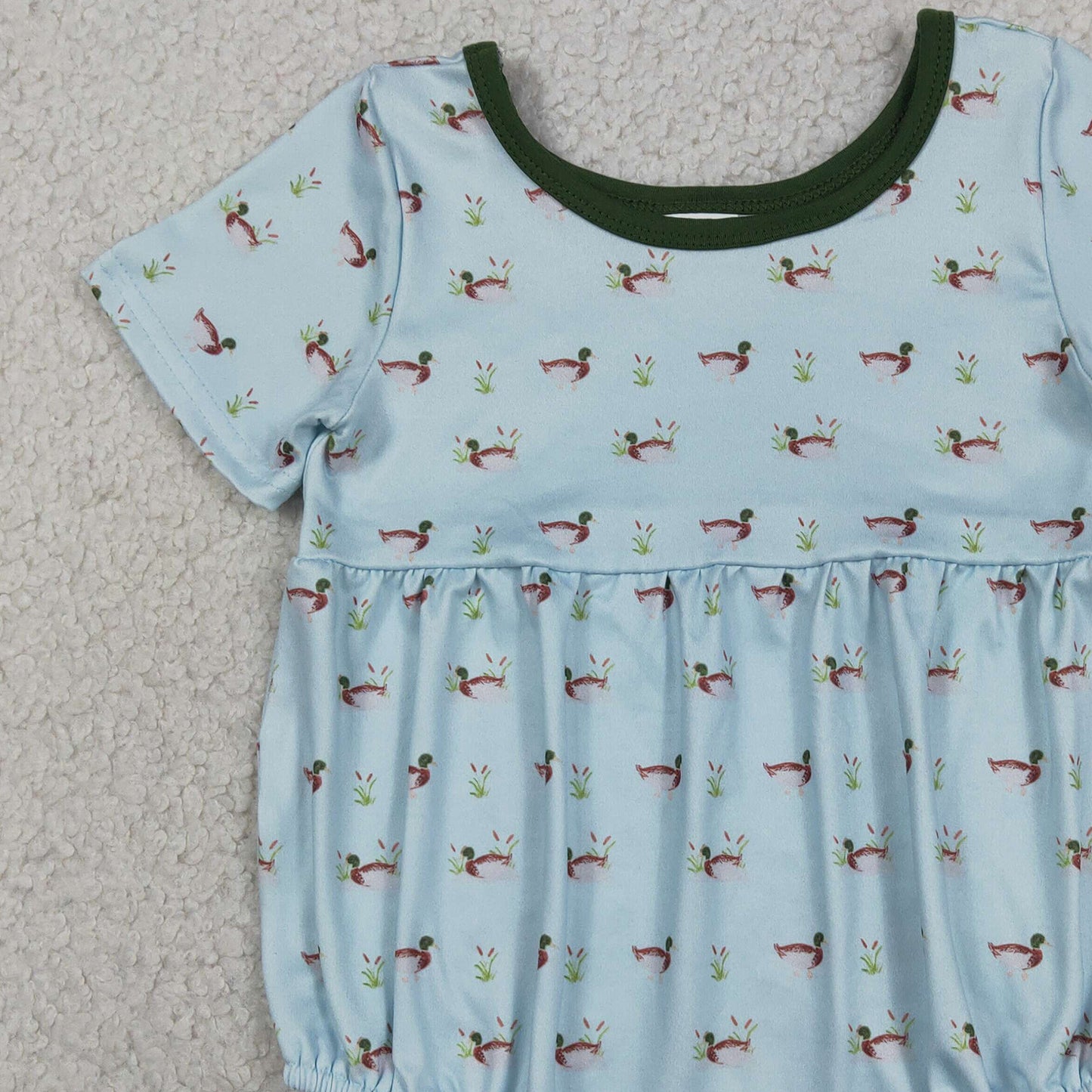 SR3999 RTS NO MOQ （In stock）Short sleeves light blue duck baby boy summer romper