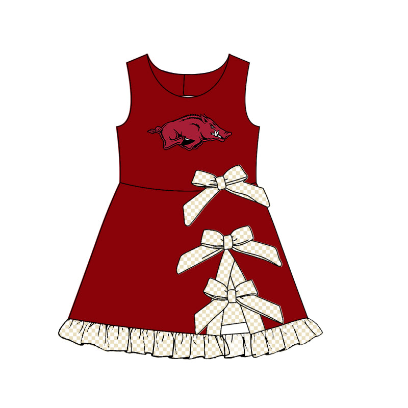 CUSTOM MOQ 5 mix size summer teams  Sleeveless Yoga Active Shorts Bows Knee Length Dresses