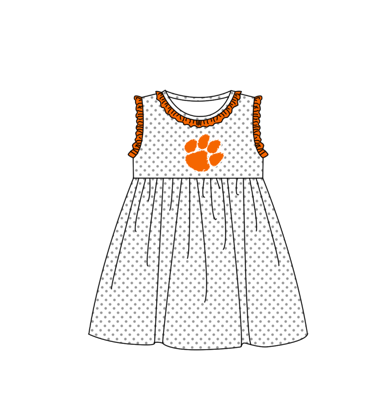 CUSTOM MOQ 5 Sibling Boys Baby Girls Orange Top Shorts Clothes Set Knee Length Dress Rompers