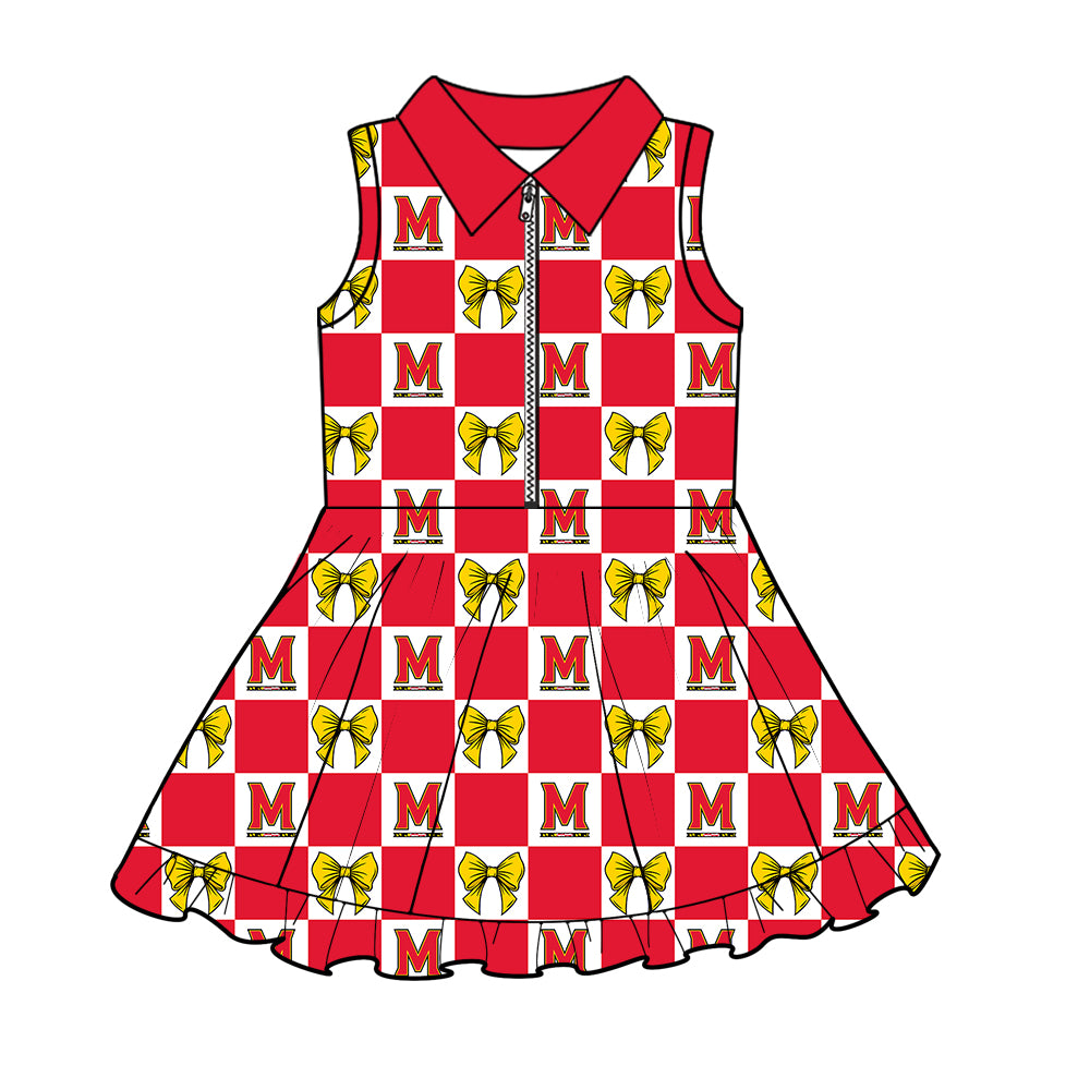 CUSTOM MOQ 5 Sibing Kids Clothing for Girls Baby Girls Red Bow Top Skirts Yoga Active Team Clothes Sets Knee Length Dress Shorts