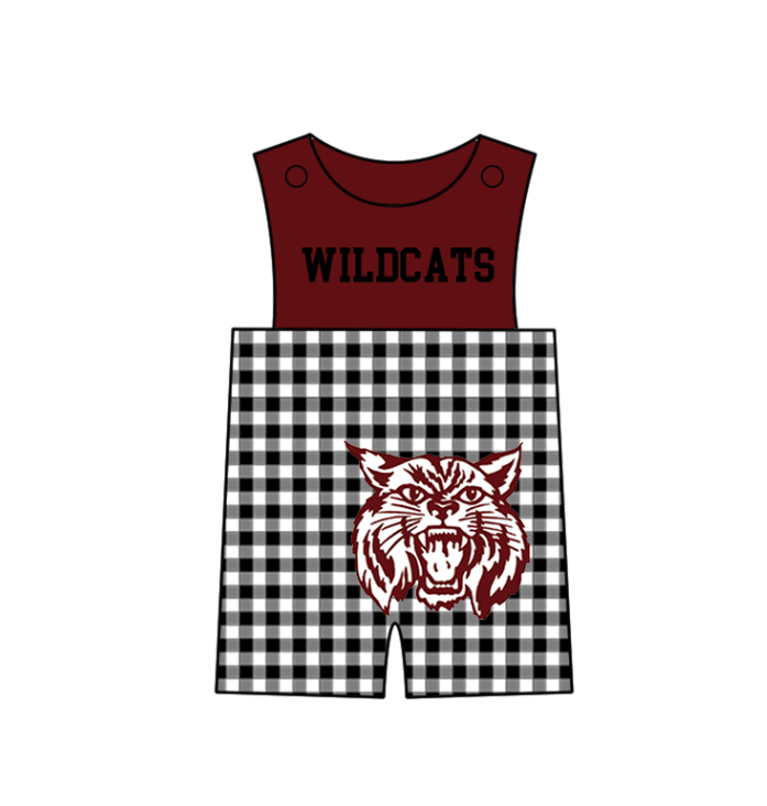 3.6 CUSTOM MOQ 5 Sibling Boys Baby Girls Dark Red Cat Checked Top Shorts Clothes Set Knee Length Dress Rompers