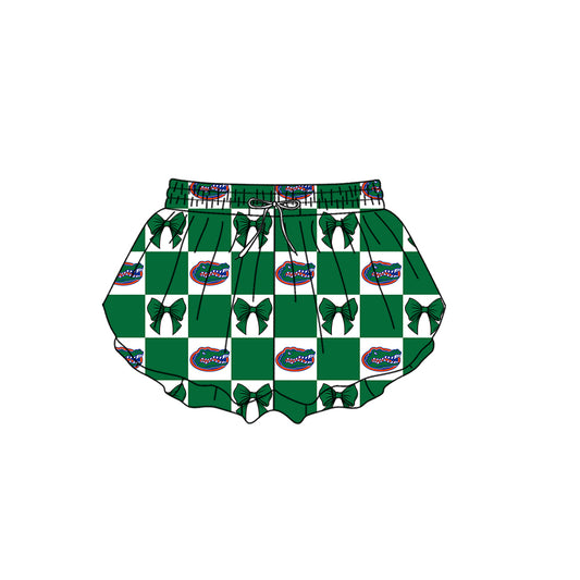 CUSTOM MOQ 5 Kids Clothing for Girls Baby Girls Green Plaid Bottom Team Shorts