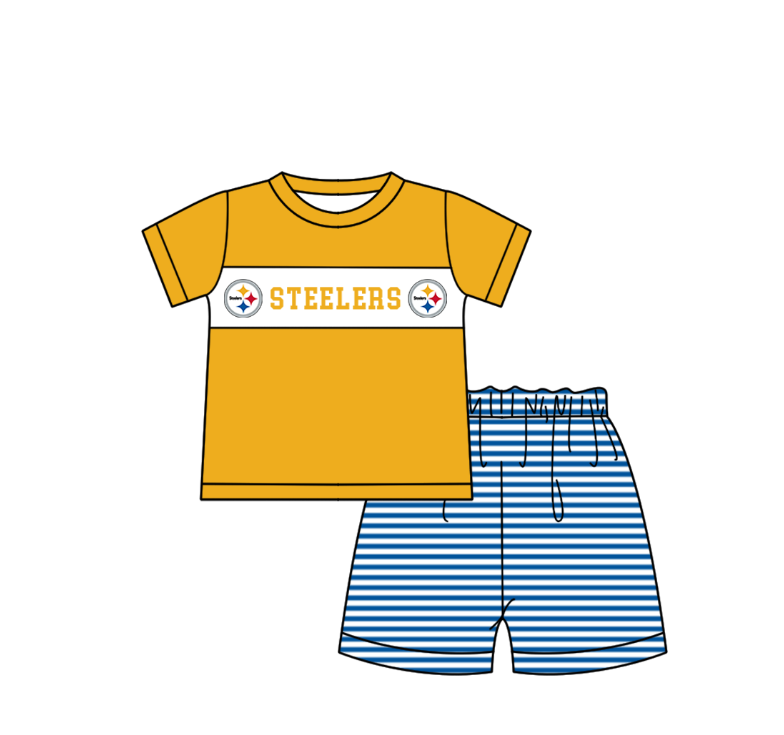 CUSTOM MOQ 5 Sibling Baby Kids Yellow Polka Dots Top Shorts Clothes Set Knee Length Dress Rompers