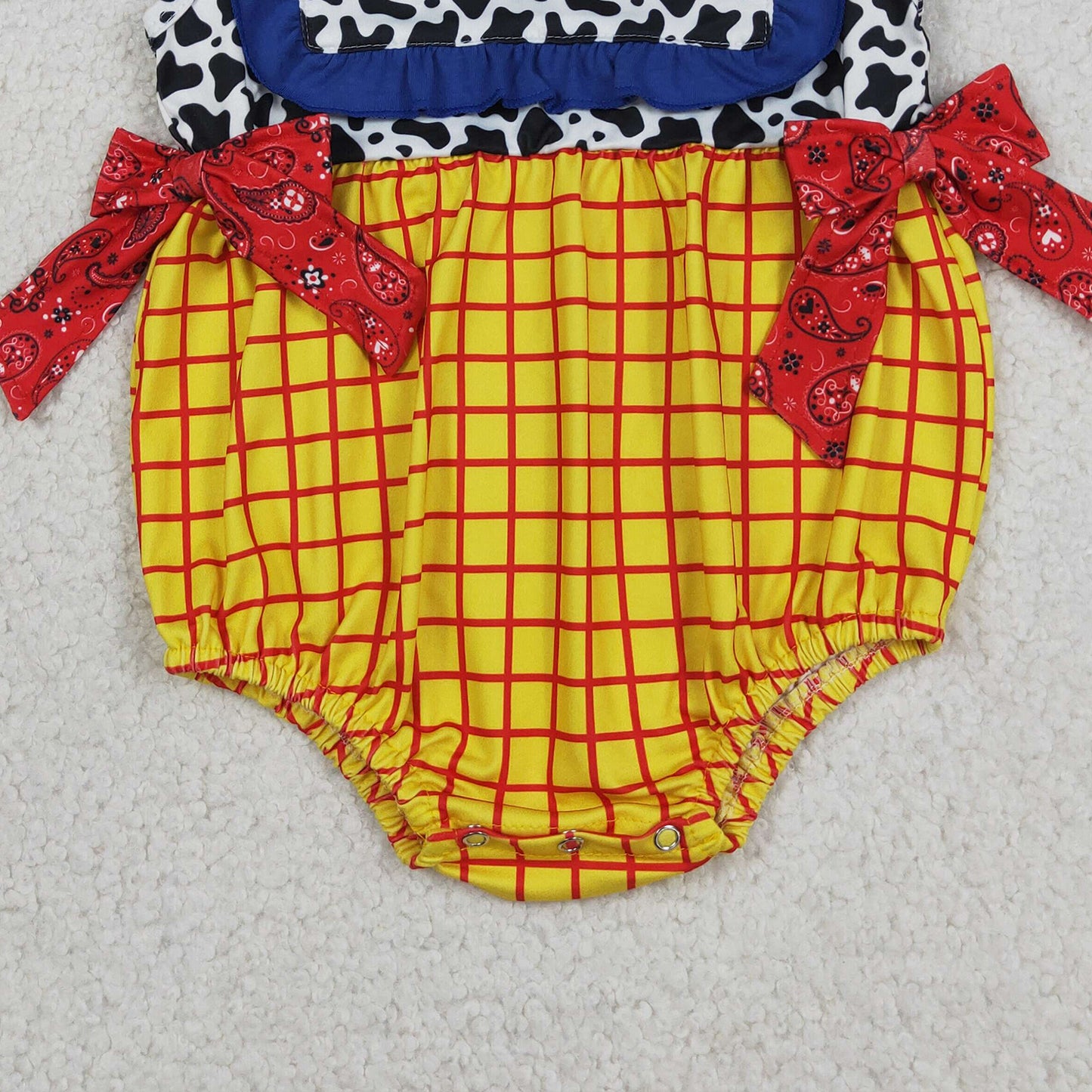 SR4115 RTS NO MOQ （In stock）Sleeveless cow plaid baby girls summer romper
