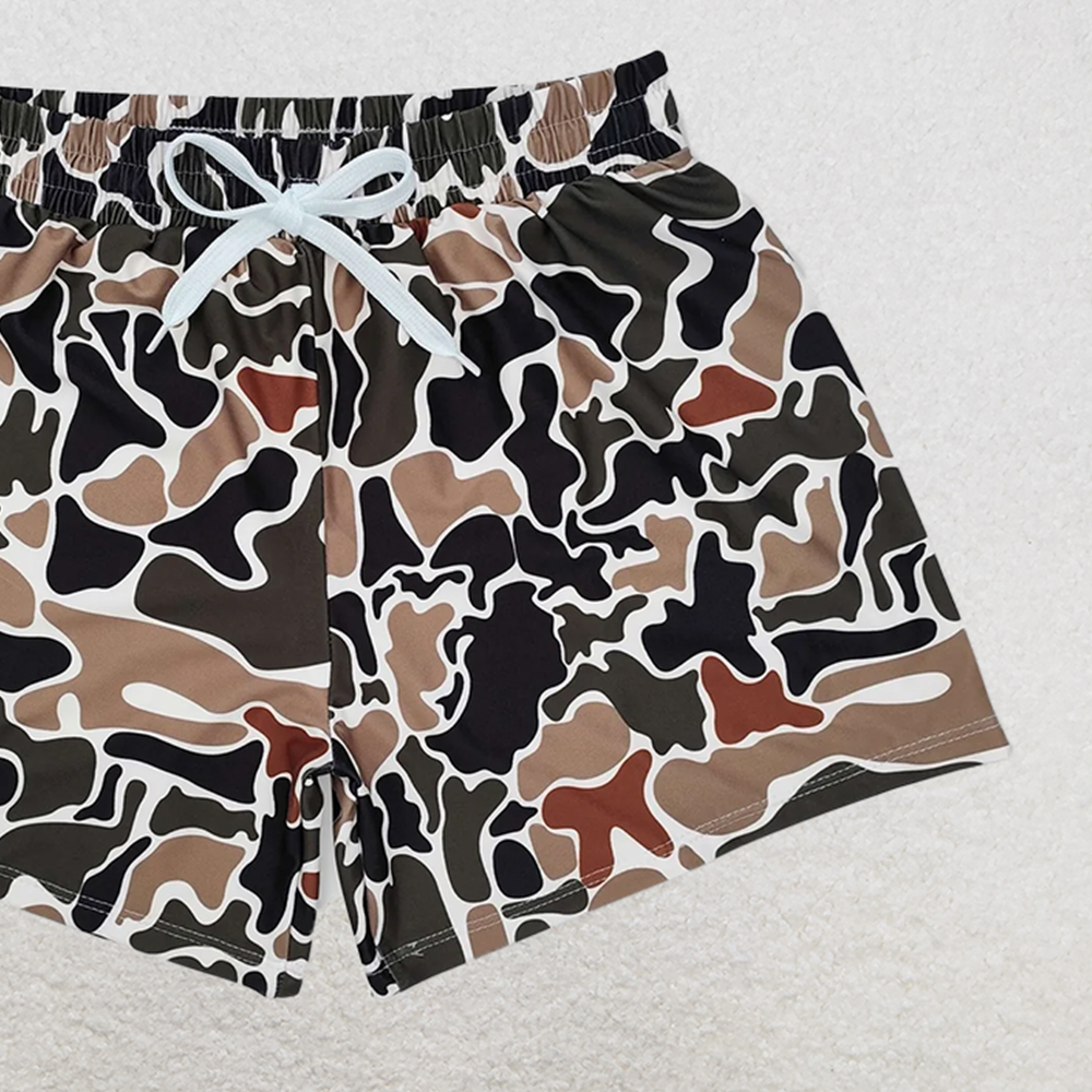 4.07 S0479 RTS NO MOQ Baby Boys Summer Swimsuits Brown camo kids boys summer swim trunks